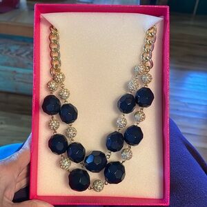 On the Rocks Necklace by Lilly Pulitzer in original box, navy/gold/CZs